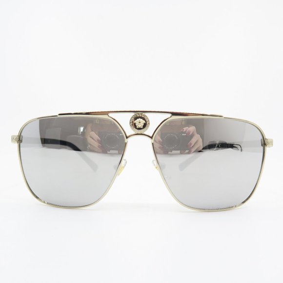 Versace MOD. 2238 1252/6G Pale Gold Grey Mirror Silver New Men's Sunglasses. - Picture 2 of 7